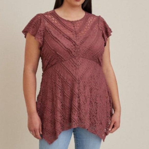 NWT Torrid Wild Ginger Lace Blouse Size 0 (Large) - Picture 2 of 8